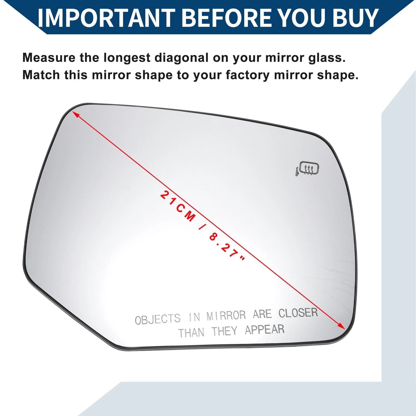 Heated Right Side Mirror Glass for Ford Escape (2008–2012)