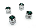 Tire Valve Stem Caps Set Chrome Green Diamond for Hot Rod Car Truck ATV