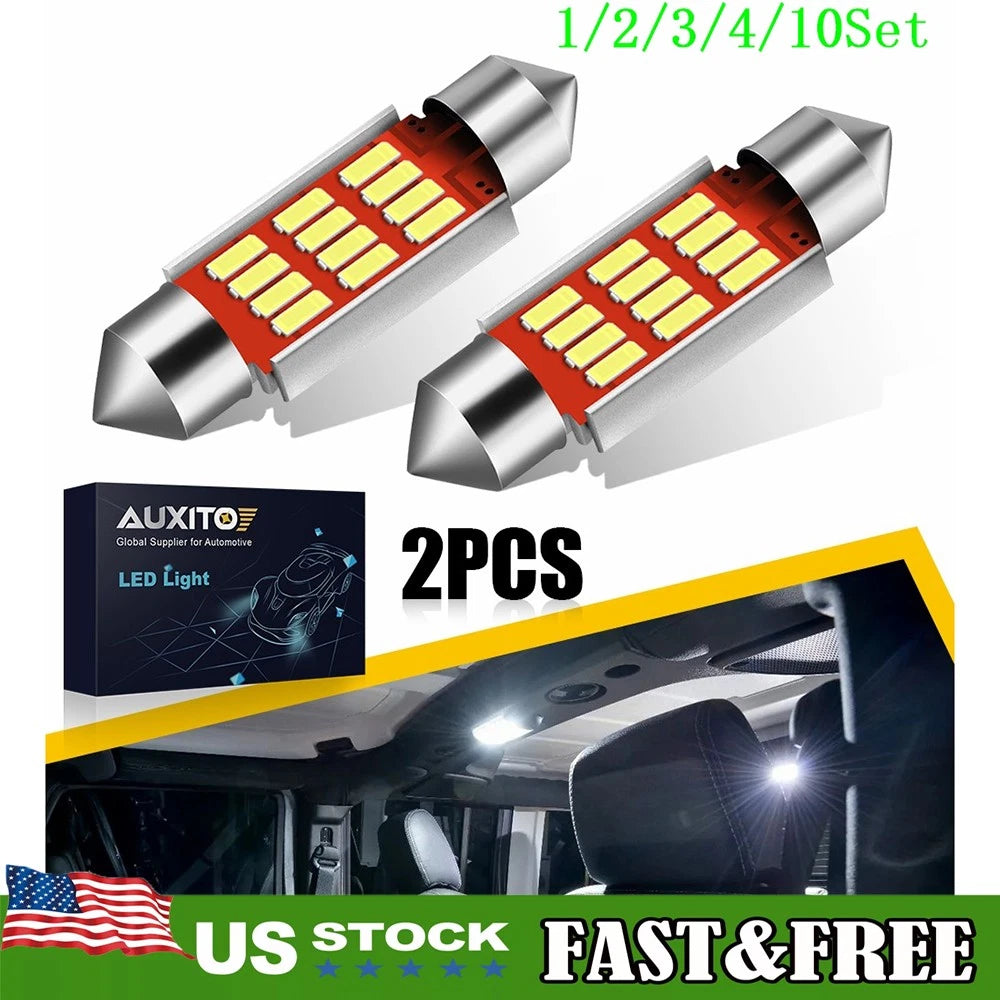 2X 36MM White LED Bulbs for License Plate Dome Map Door Light