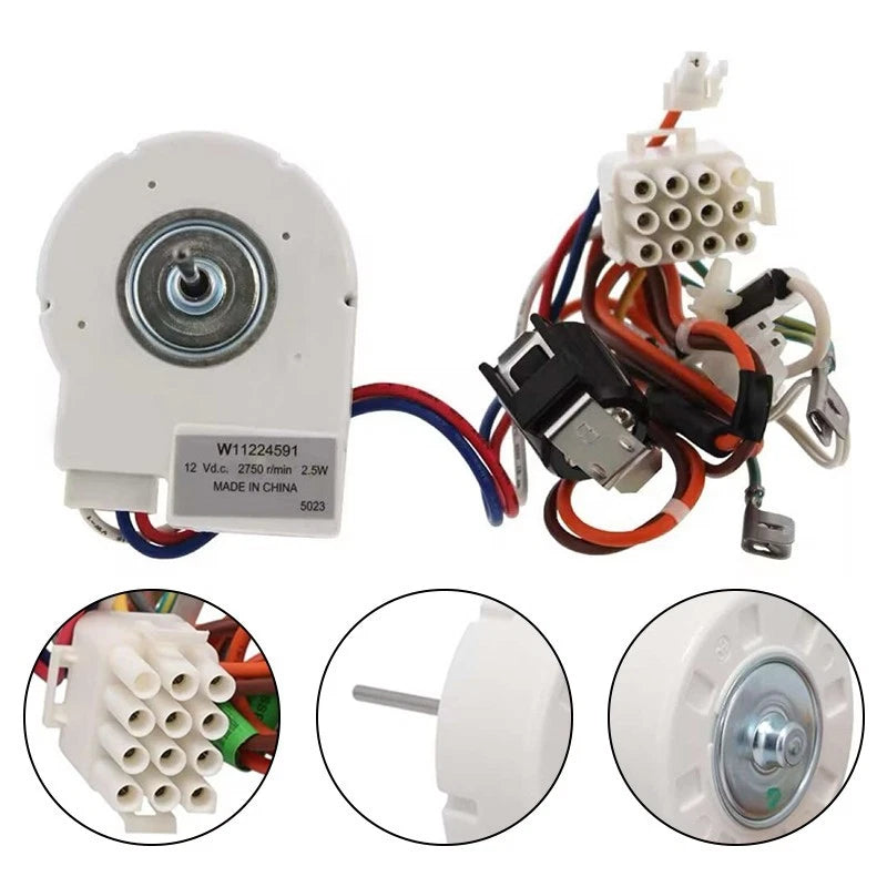 Evaporator Fan Motor W11224591 12V DC 2750 RPM for Refrigerator Repair