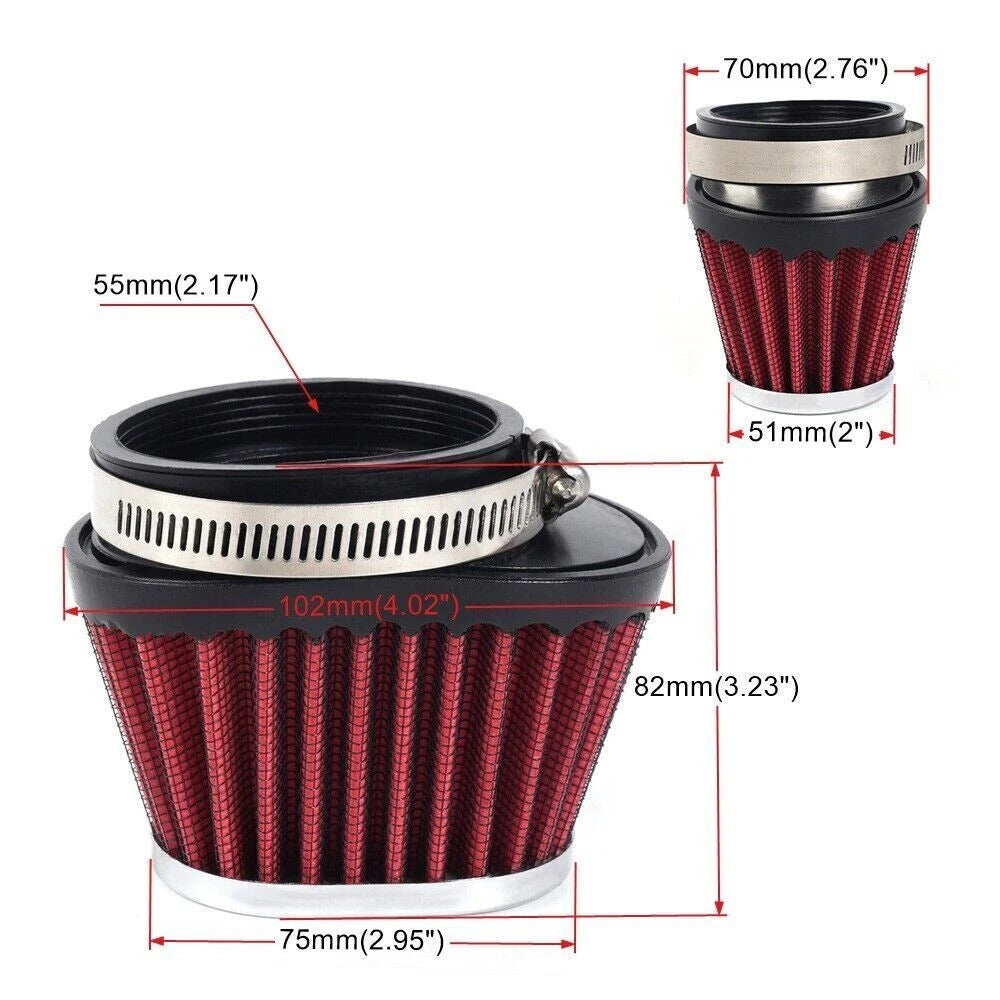 Set of 4 High Flow Air Filters for Motorcycle (55mm)