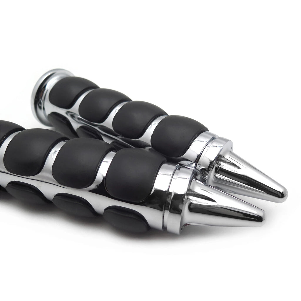 Chrome 7/8" 22mm Custom Spike Hand Grips for Motorcycle