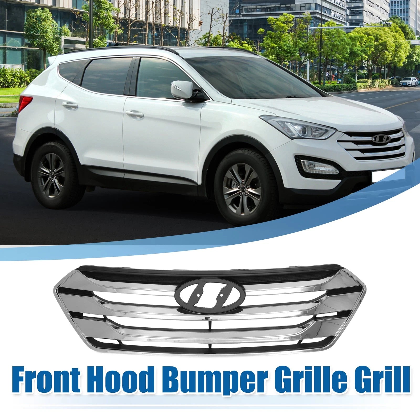 Front Hood Bumper Grille for Hyundai Santa Fe (2013) - No.86350B8000, Black