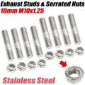 10mm M10x1.25 Exhaust Studs & Serrated Nuts for Toyota Honda Nissan