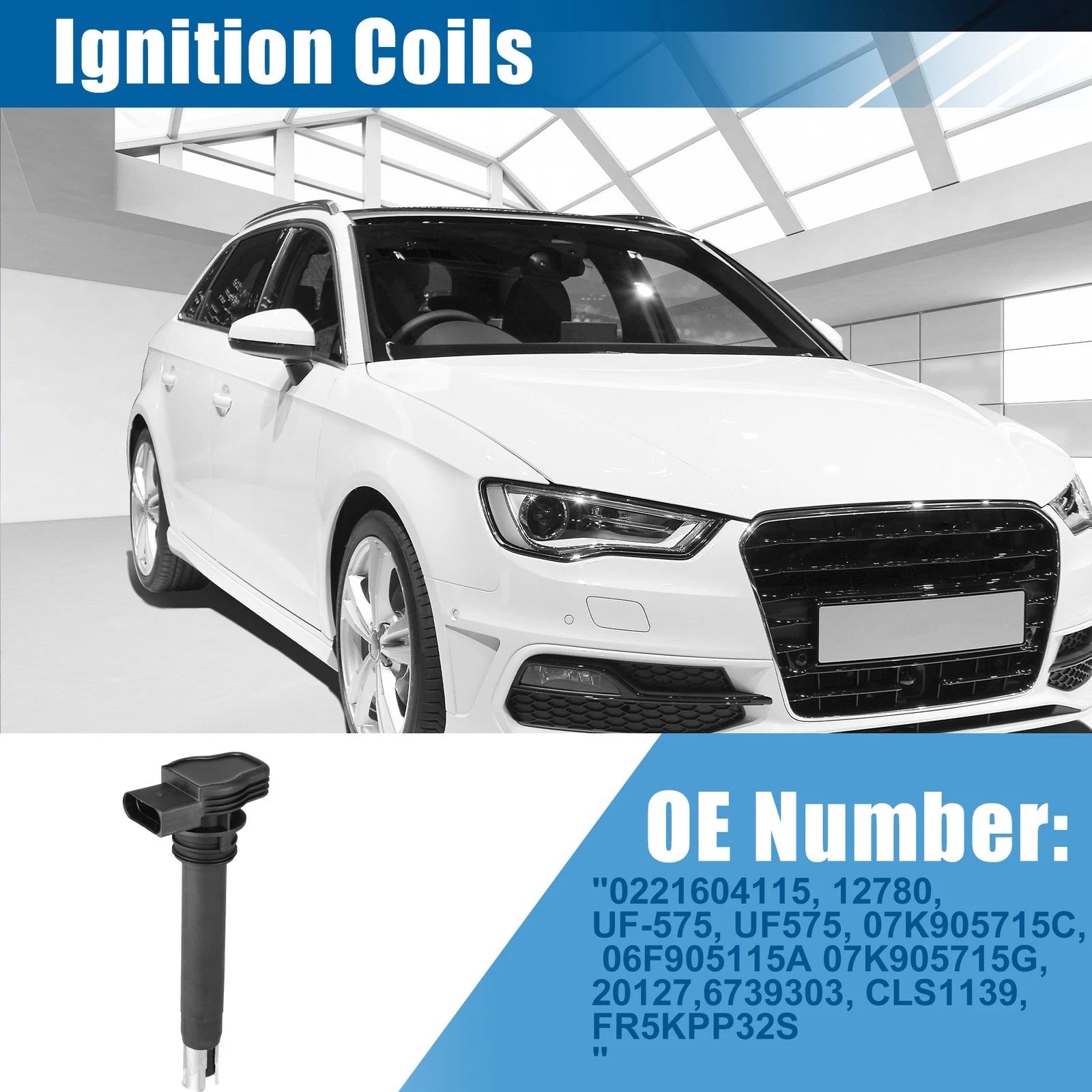 Ignition Coil 0221604115 12780 for Audi A3 A4 A5 TT VW GTI Passat (2000–2023)