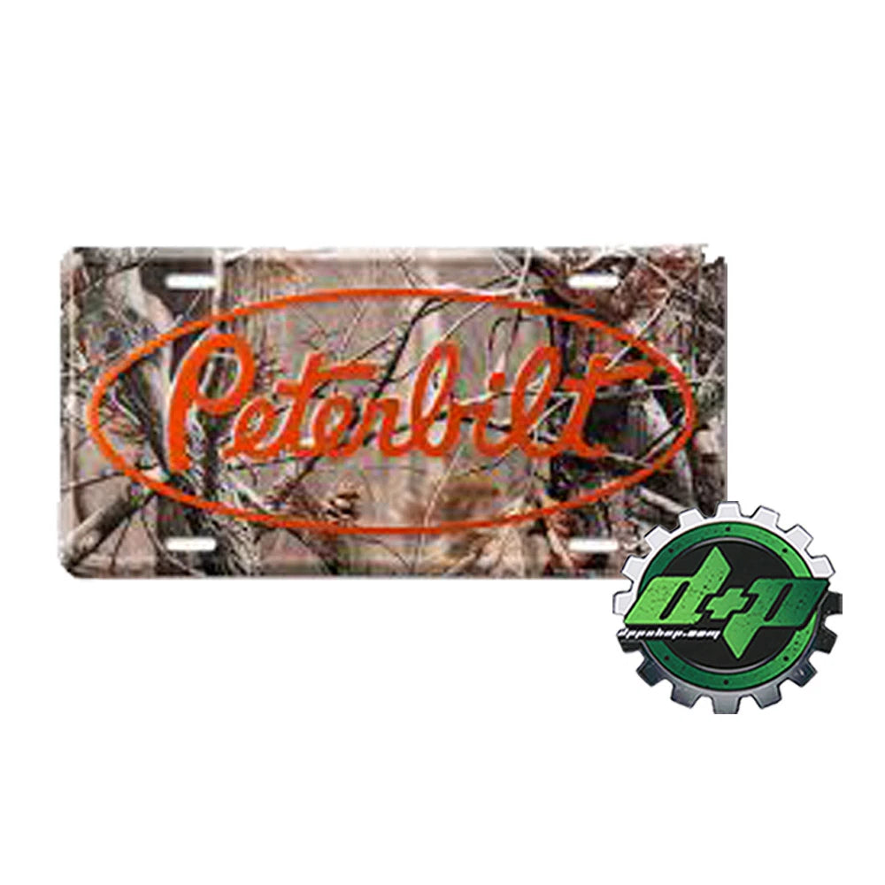 Camouflage License Plate for Peterbilt Truck (Real Tree, Orange Logo)