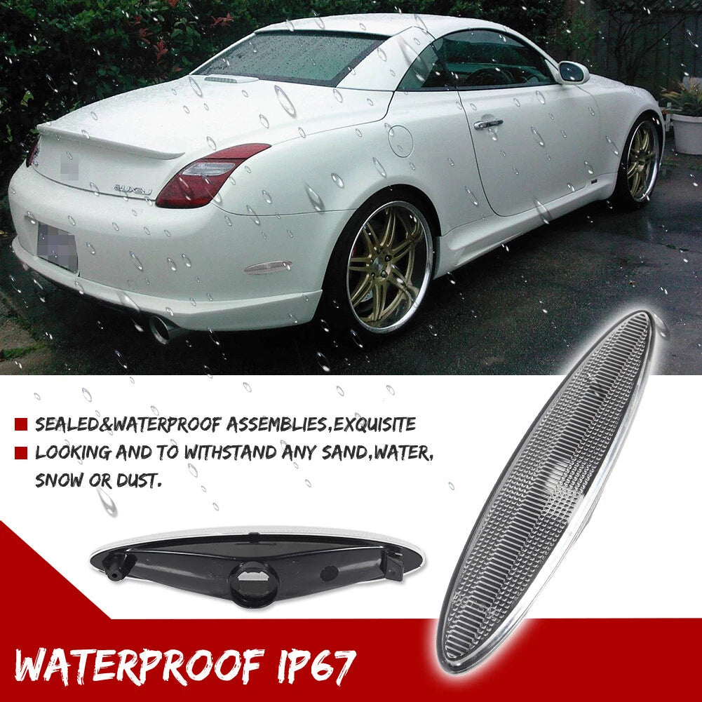 Set of 4 Clear Front & Rear Side Marker Light Housings for Lexus SC430 (2002–2010)