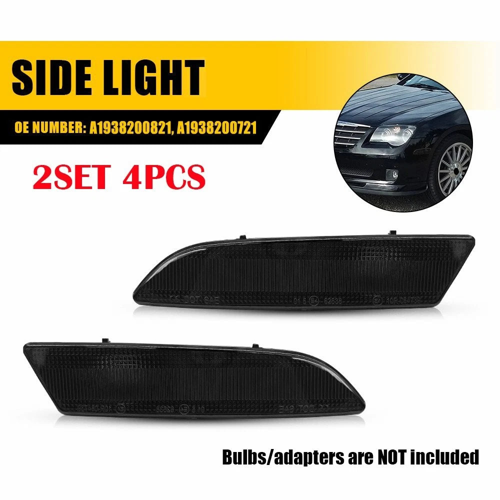 4X Smoked Lens Front Side Marker Light Housing for Chrysler Crossfire (2004–2008)