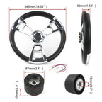 3-Spoke 13.5" Marine Boat Steering Wheel with Hub Adapter