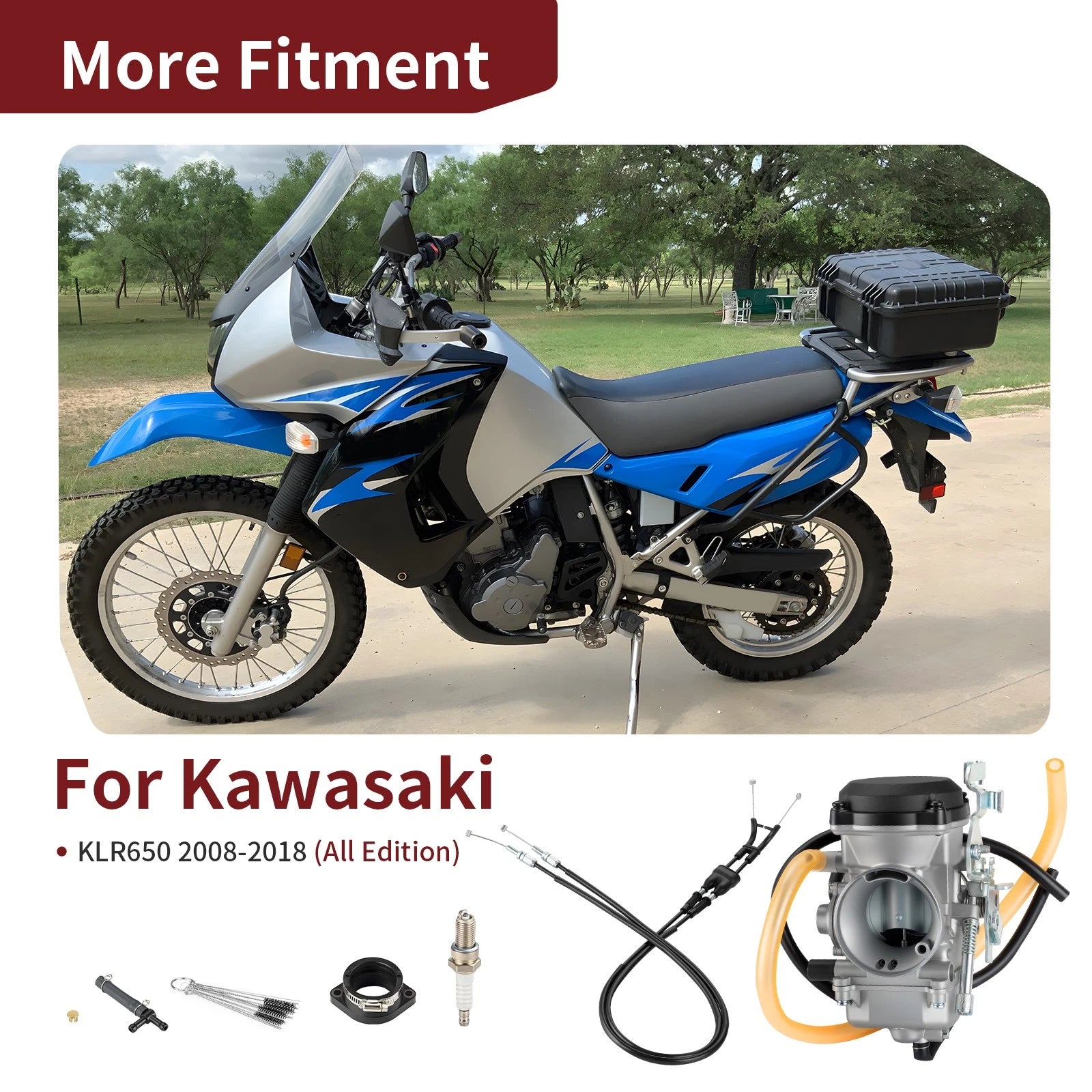 Carburetor Carb w/ Throttle Cable for Kawasaki KLR650 (2008–2018)