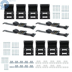 Set of 8 E Track Cargo Straps & 4 Wheel Chocks for E Track System