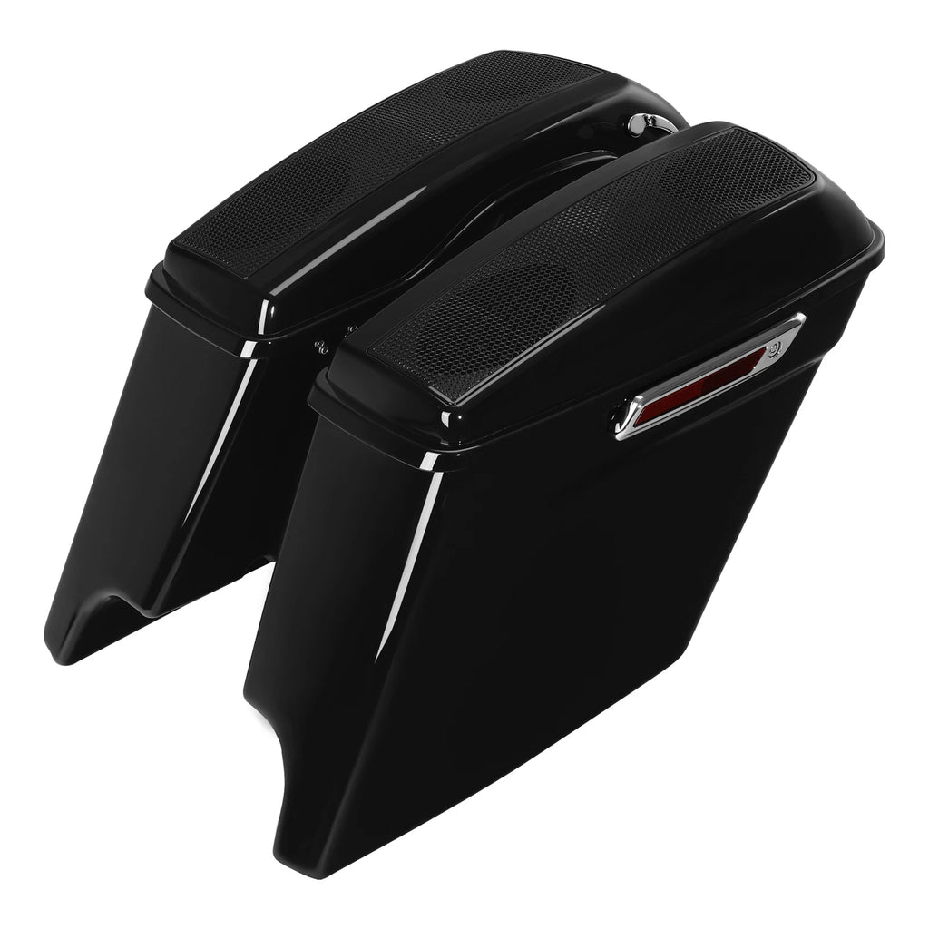 5" Stretched Saddlebags for Harley Touring (2014–2024) with Dual 5x7" Speakers