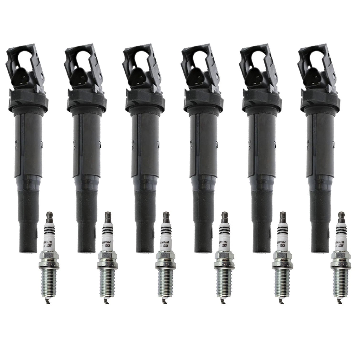 Set of 6 Ignition Coils & NGK Ruthenium Spark Plugs for BMW E82 E60 E70 E89 E90 F25