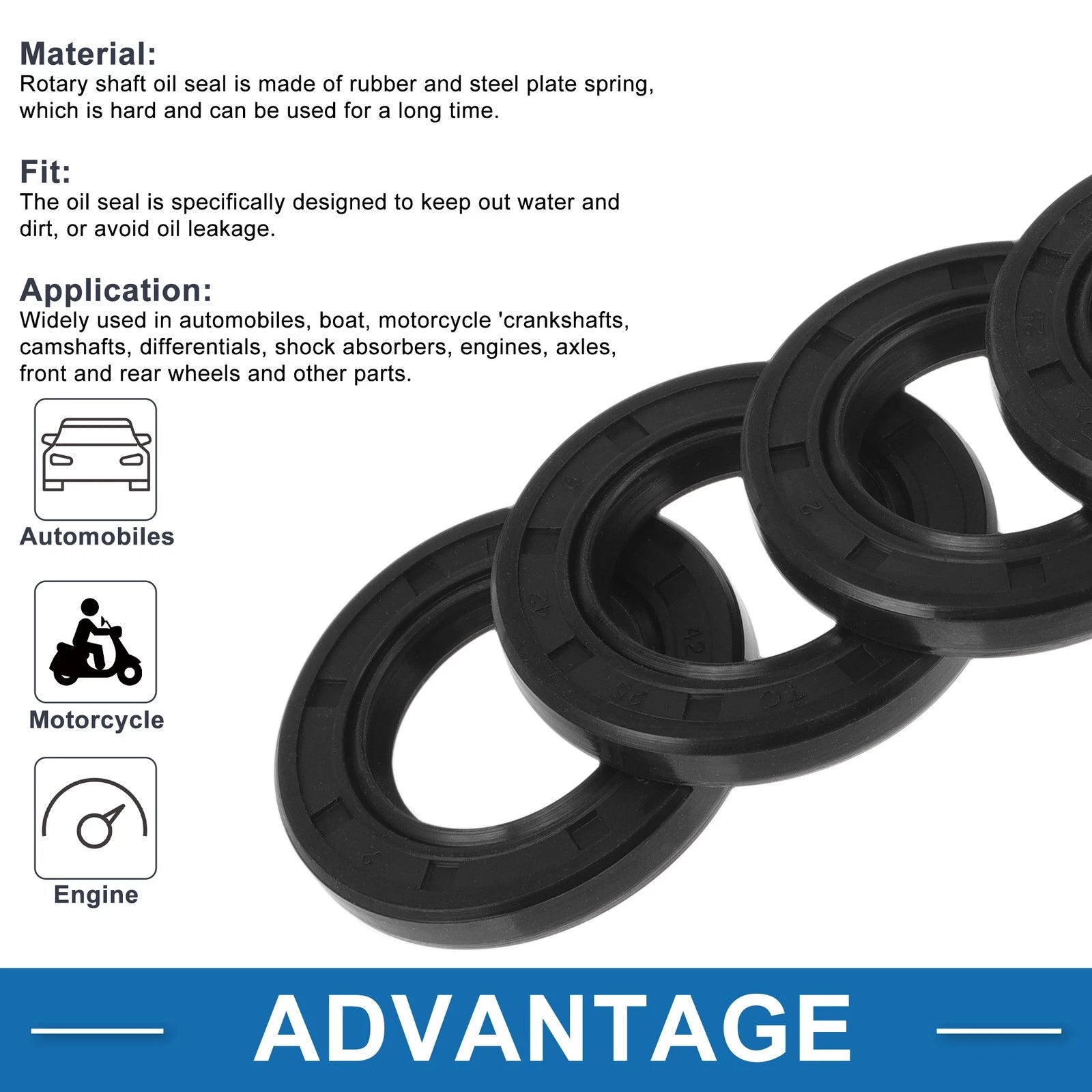 Set of 5 Oil Seal Rotary Shaft Seal for Various Models (25x42x6mm)