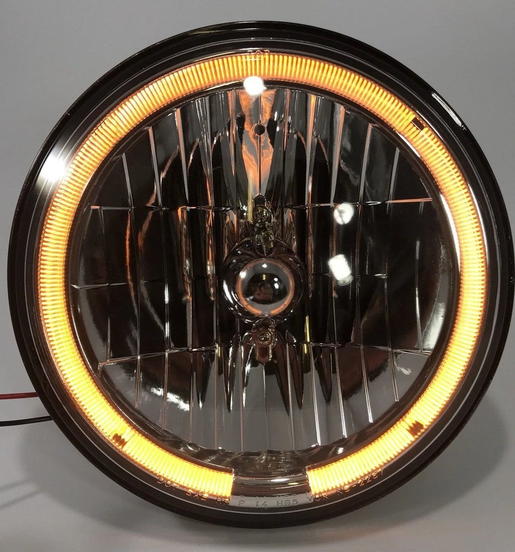 Premium 7 Inch Crystal Headlights Front Pair with Amber LED Halo for Pair (2011–2018)