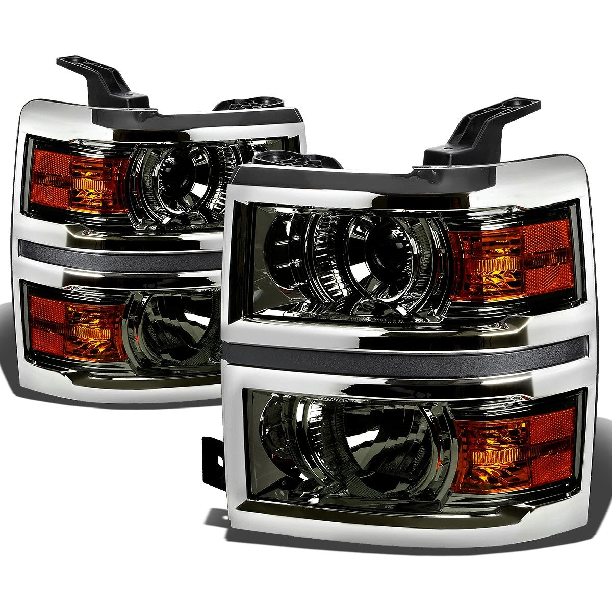 Smoked Housing Amber Side Projector Headlight for Chevy Silverado (2014–2015)