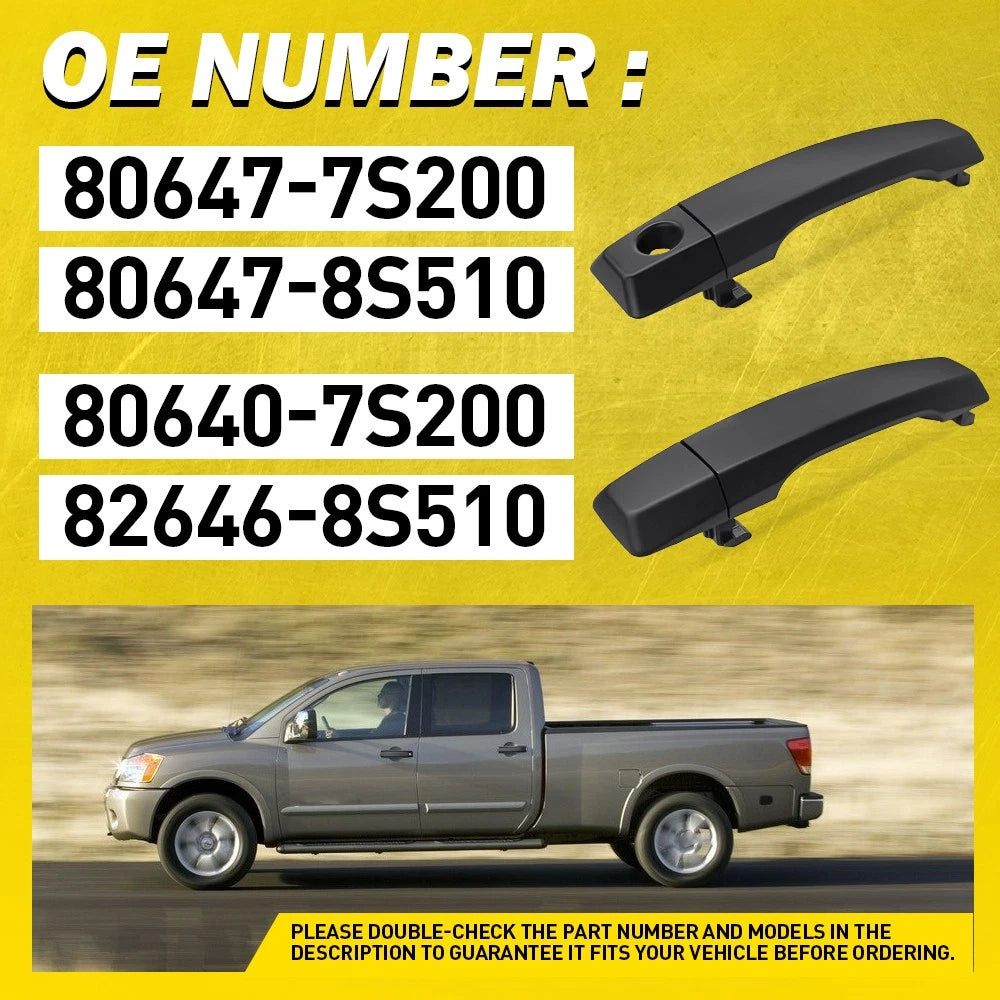 Set of 2 Black Exterior Door Handles for Nissan Titan (2004–2018)