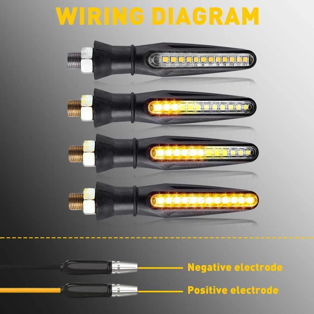 4X Sequential LED Turn Signal Indicator Lights for Motorcycle
