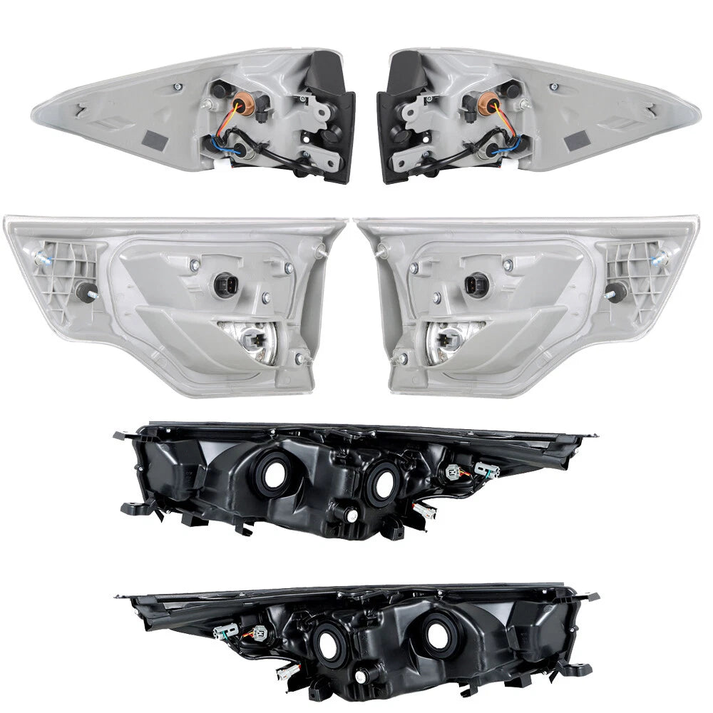 Set of 4 Tail Lights and Headlights for Toyota Highlander (2014-2016)