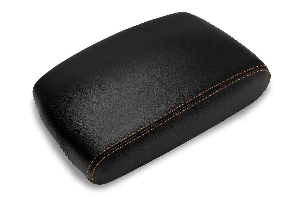 Console Lid Armrest Cover for Infiniti FX35 (2009–2012) - Leather, Orange Stitch