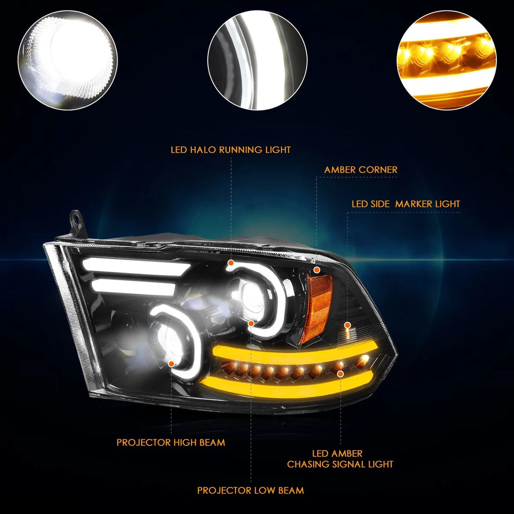 Projector Headlight for Hyundai Sonata (2011–2014) Amber Corner Chrome