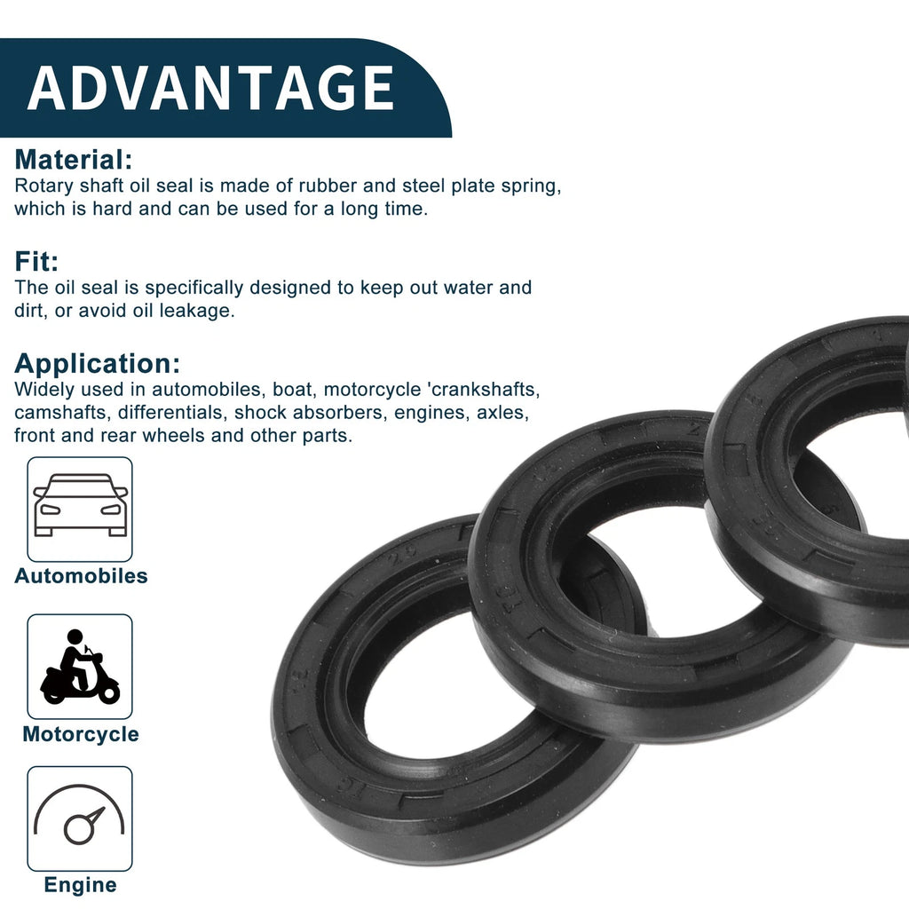 Set of 5 Oil Seal Ring NBR Rubber 15x25x5mm for Automotive Applications