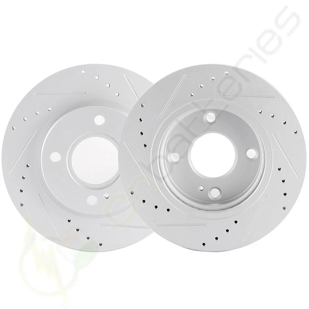 Front Brake Discs Rotors for Ford Fiesta S SE SES (2011–2015) Drilled & Slotted