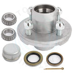 Set of 4 Galvanized Trailer Hubs with 2500 lbs Axle Bearings 4 on 4"