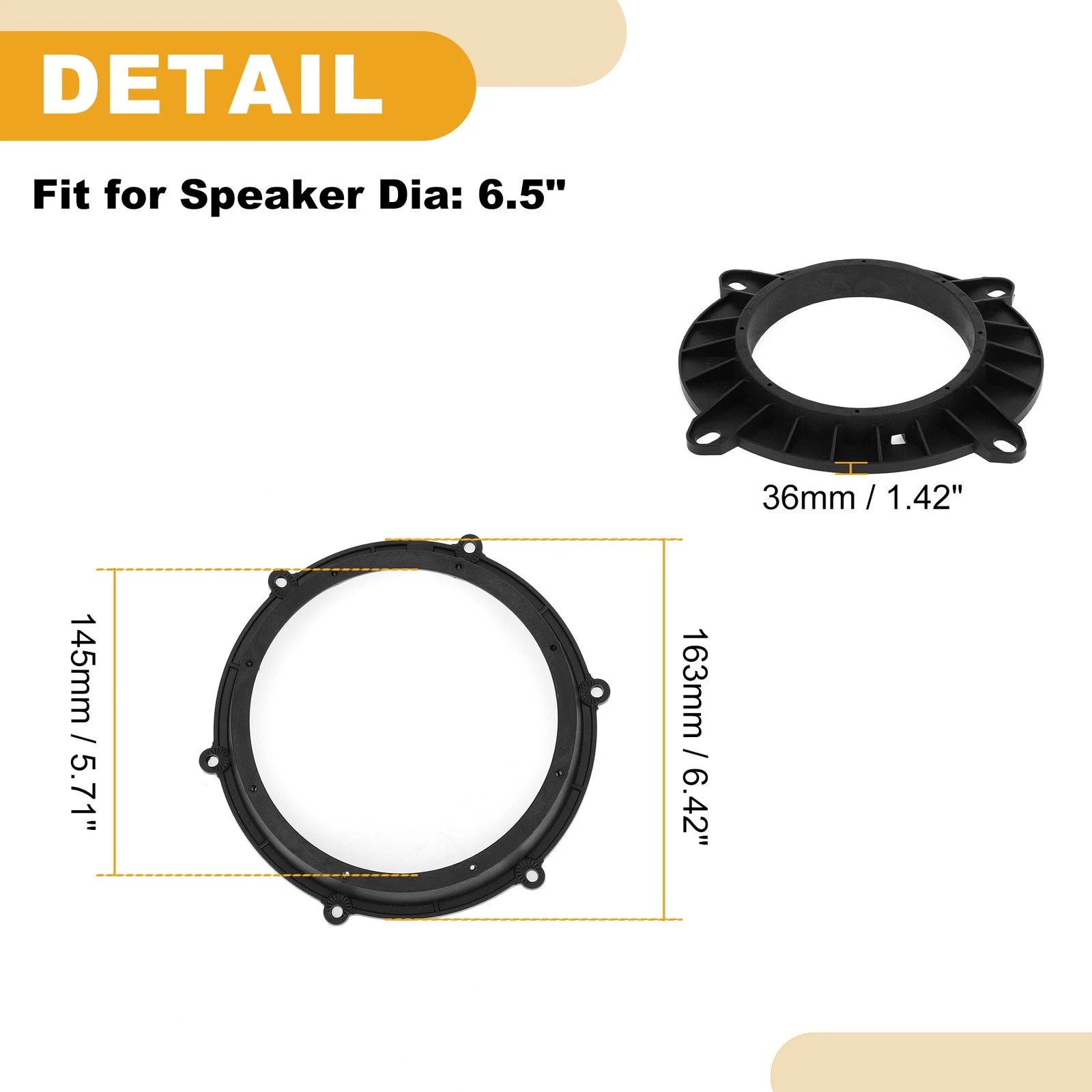 2X Subwoofer Mounting Spacer Bracket Ring for Volkswagen (6.5")