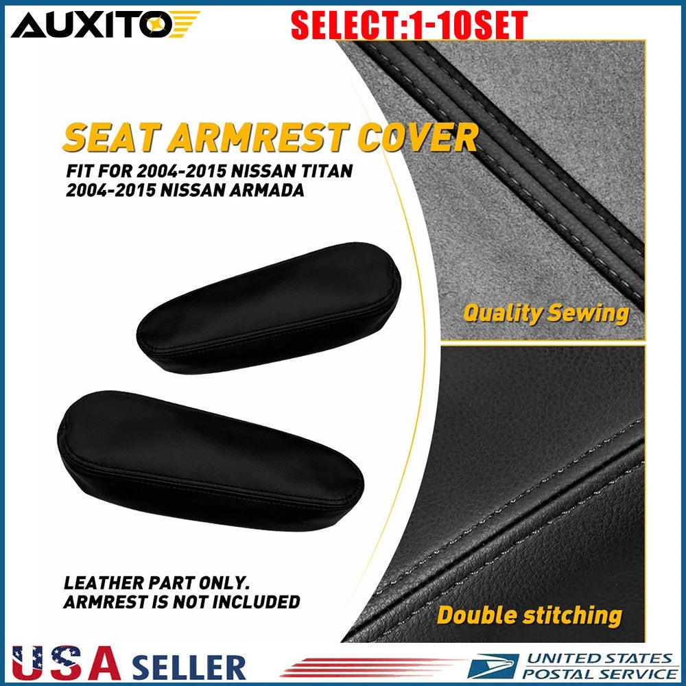 Set of 2 Side Seat Armrest Leather Cover Skins for Nissan Armada Titan (2004–2015)