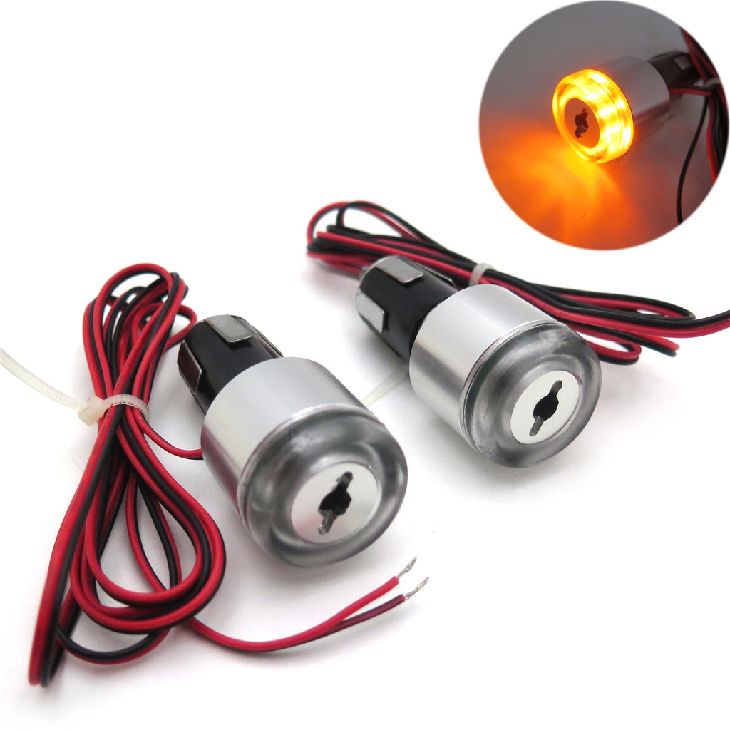 7/8" Motorcycle Grip Bar End Amber LED Turn Signal Light