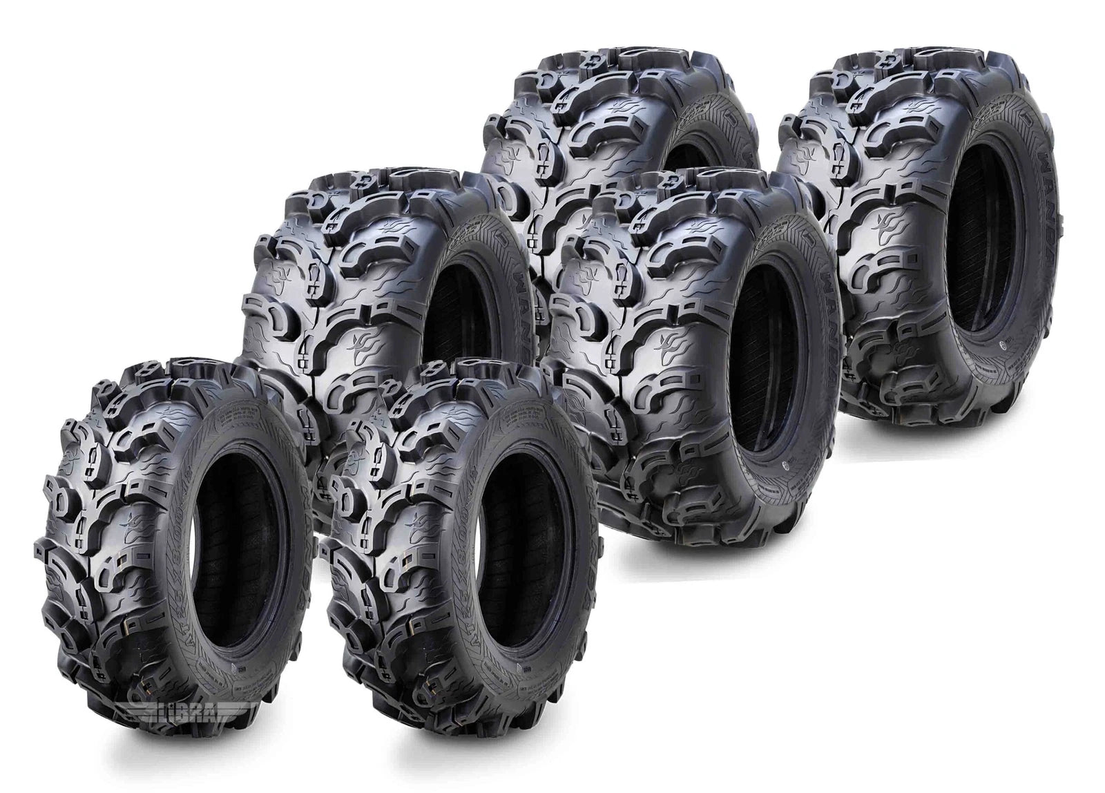 Set of 6 WANDA ATV UTV Tires 25x10-12 Front & 25x11-10 Rear Super Lug Mud