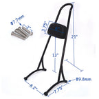 20" Black Sissy Bar Backrest Pad for Harley Sportster XL 883 1200 (1996–2003)