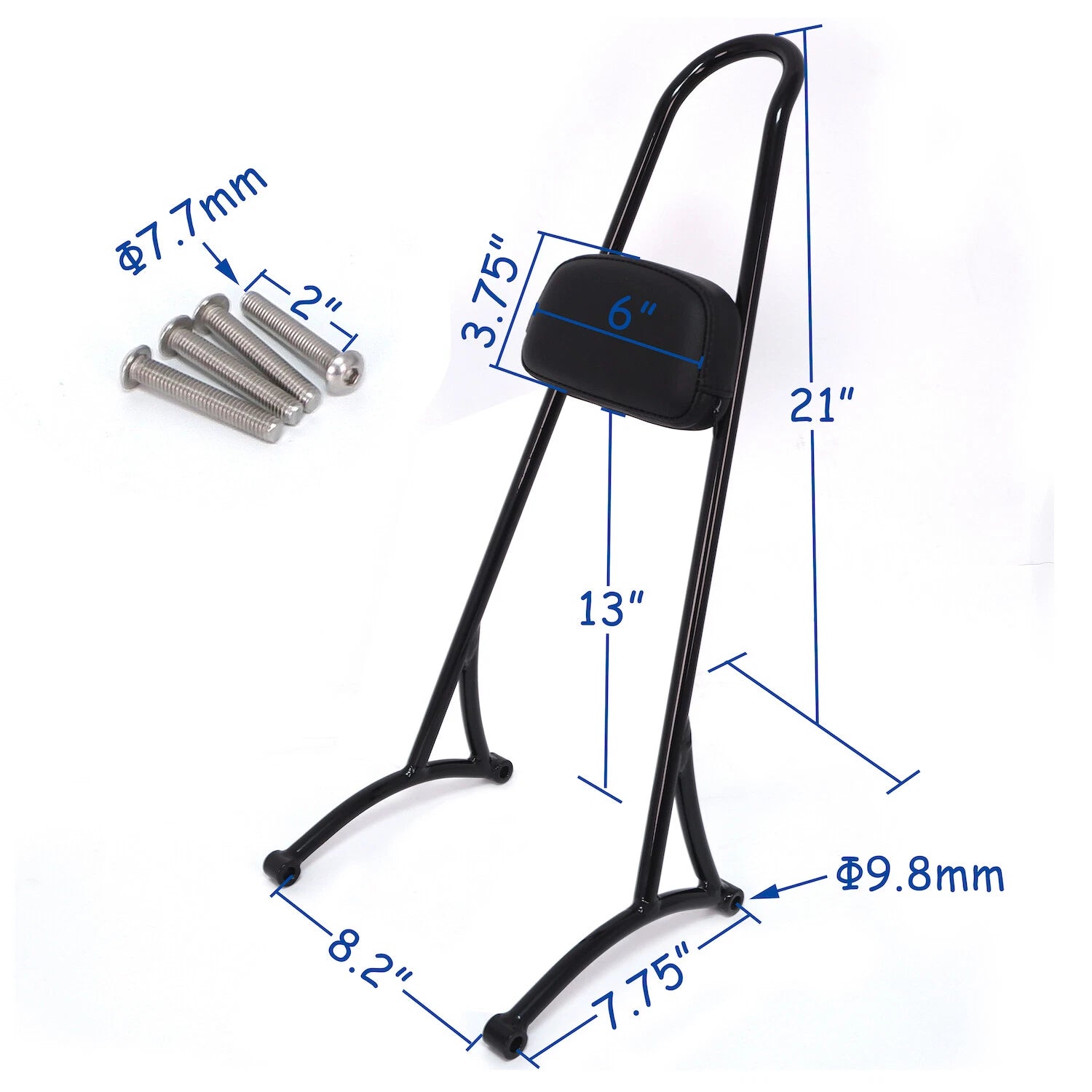 20" Black Sissy Bar Backrest Pad for Harley Sportster XL 883 1200 (1996–2003)