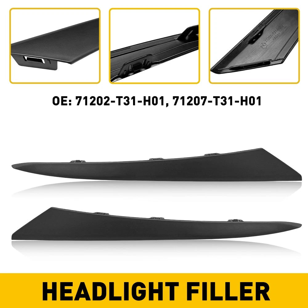Set of 2 Headlight Eyelid Trim Covers for Honda Civic (2022–2024) Black