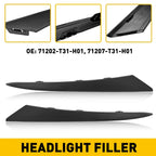 Set of 2 Headlight Eyelid Trim Covers for Honda Civic (2022–2024) Black
