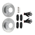 Rear Drilled & Slotted Brake Rotors + Pads for Toyota Land Cruiser/Sequoia/Tundra (2008–2021)