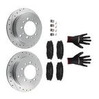 Rear Drilled & Slotted Brake Rotors + Pads for Toyota Land Cruiser/Sequoia/Tundra (2008–2021)