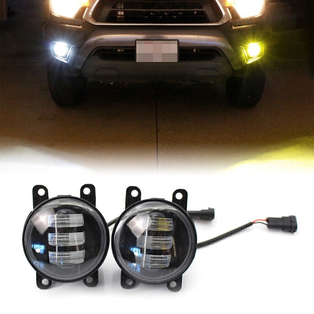 Dual Color White/Yellow LED Fog Light Kit for Honda Nissan Subaru Ford