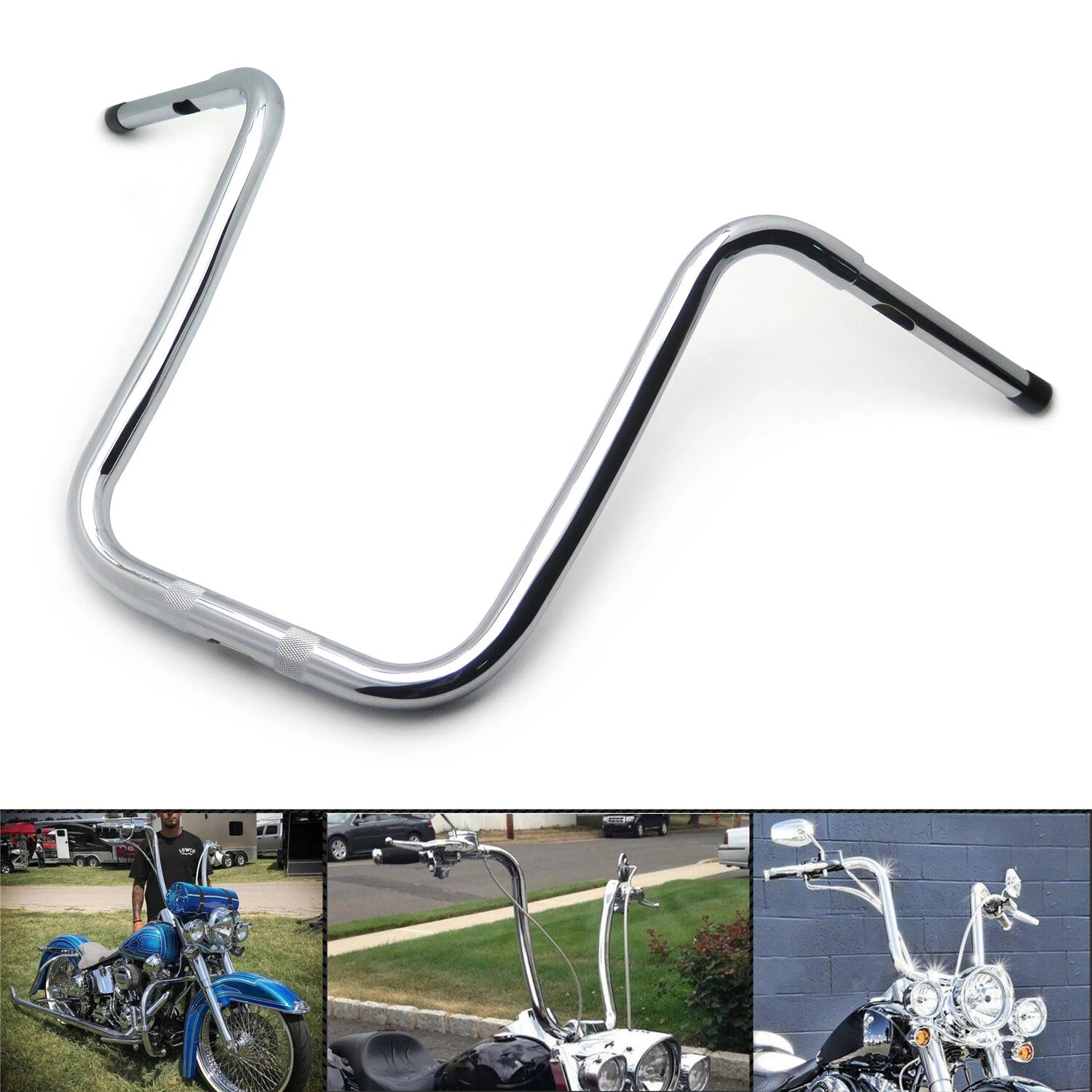 Chrome 16" Rise 1-1/4" Handlebar for Dyna (2006–Present) FXDWG, FXDF, Softail