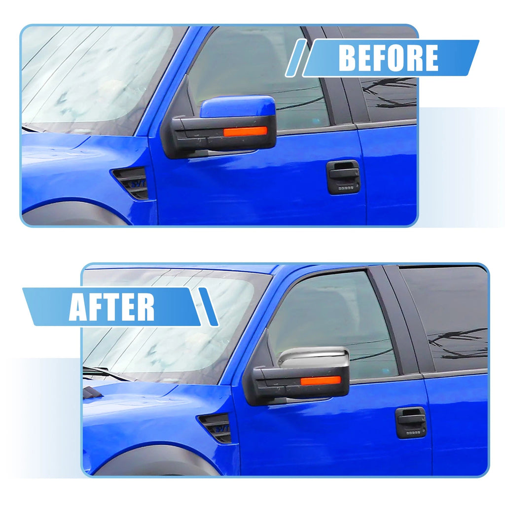 Triple Chrome Plated Top Half Mirror Cover Trim for Ford F-150 (2007–2014) 731618519362