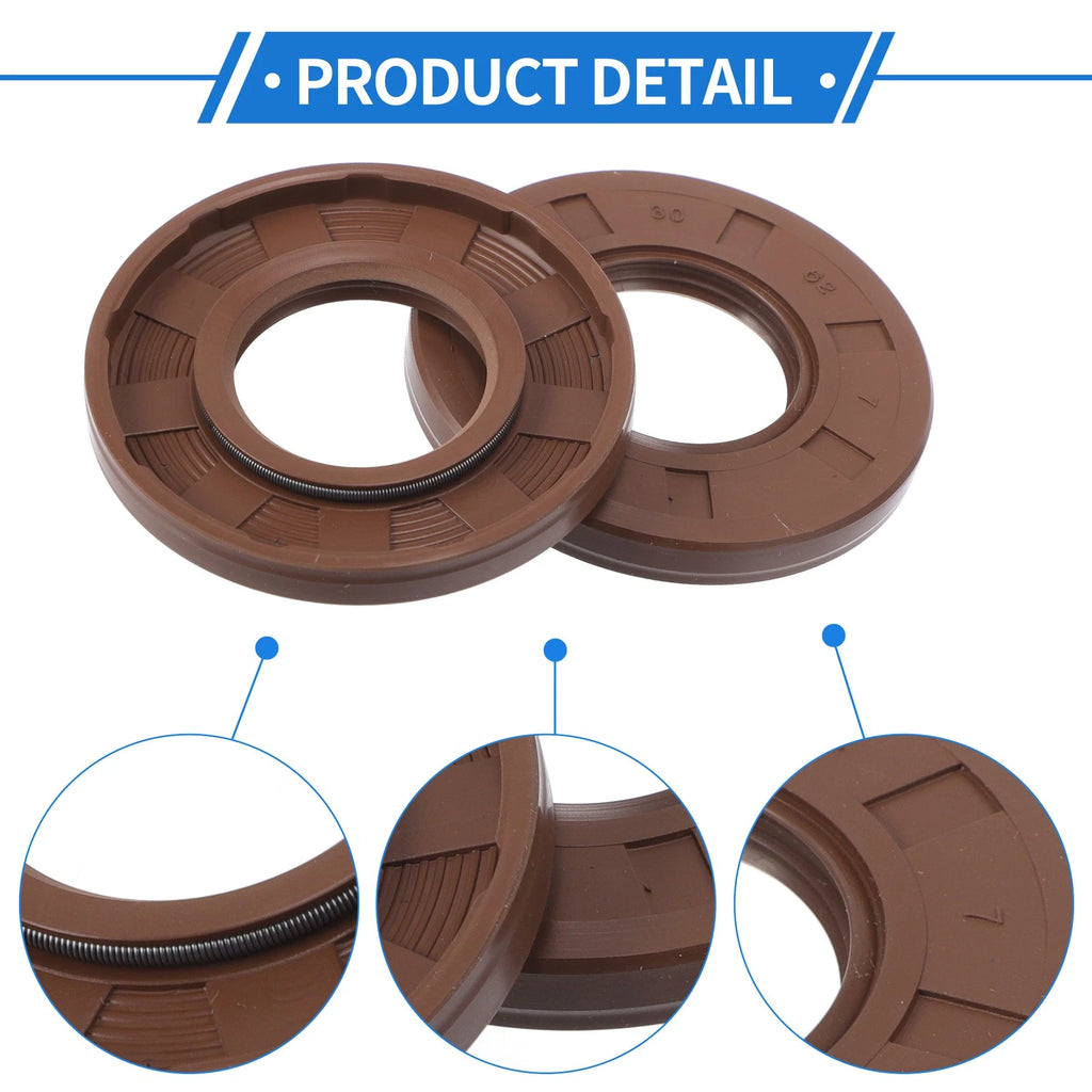 2X Oil Seal Ring for Rotary Shaft 30x62x7mm FKM Rubber