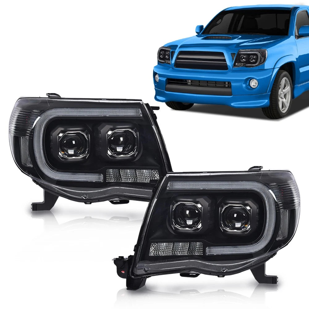 Dual LED Tube Projector Headlights for Toyota Tacoma (2005–2011)
