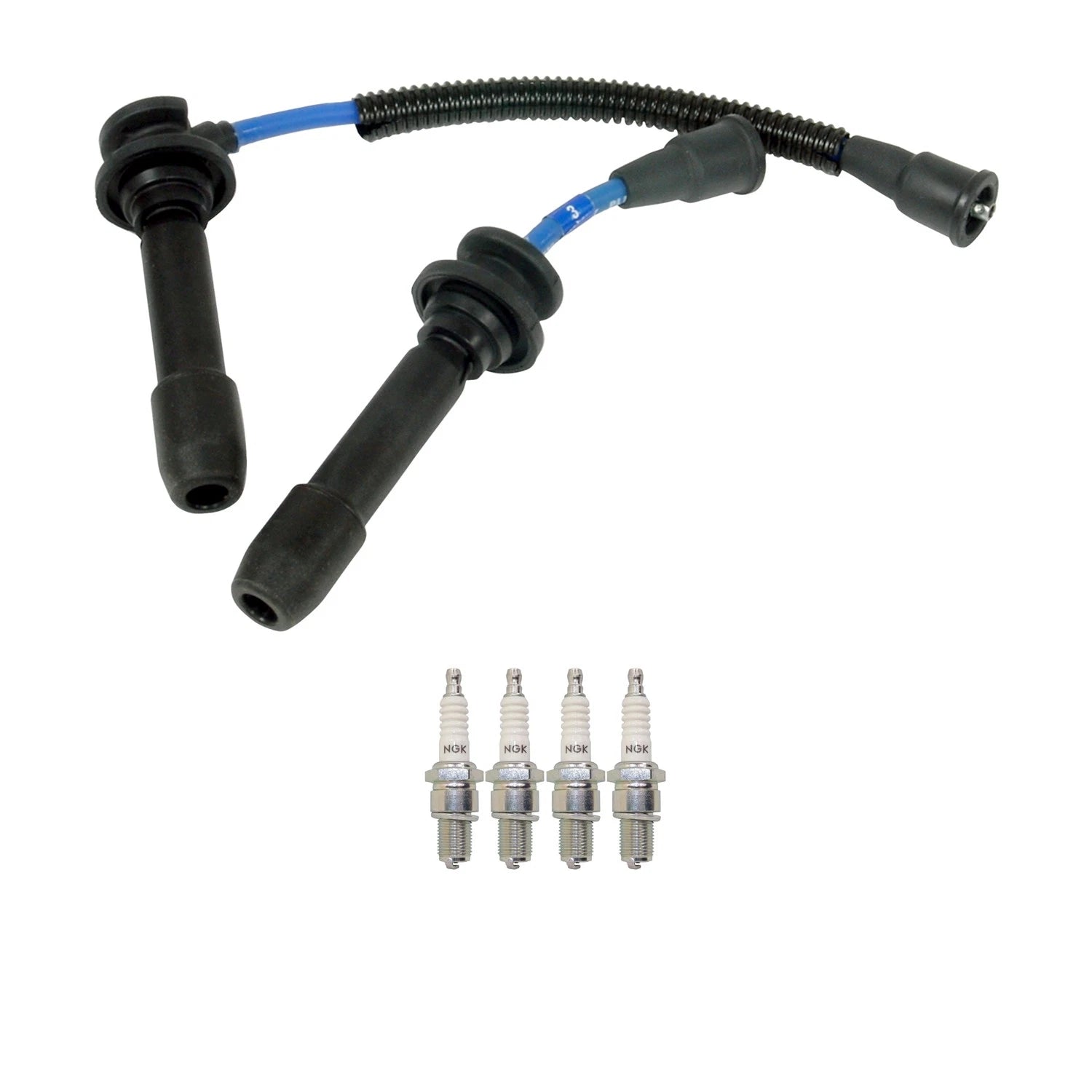 NGK 7mm Wire Set & 4 Nickel Spark Plugs for Kia Sephia/Spectra (1998–2006)
