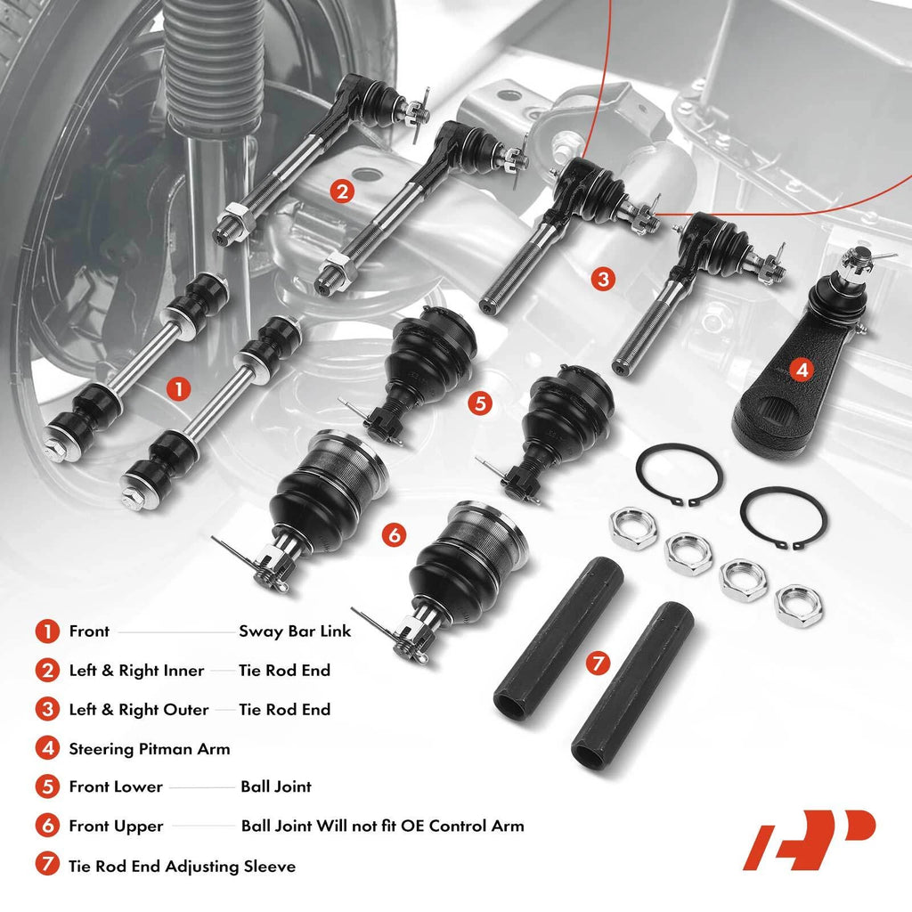 Set of 13 Ball Joints, Sway Bar Links & Tie Rods for Ford F-150 F-250