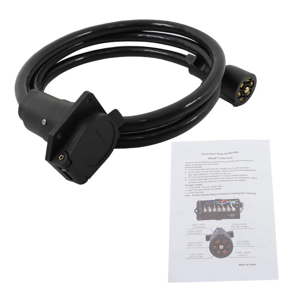 7 Pin Trailer Extension for 7 Way Trailer Plug (6 Feet)