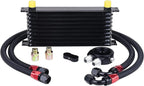10 Row AN10 Universal Aluminum Transmission Oil Cooler & Filter Adapter Kit
