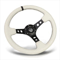 NRG RST-006BK-WT-B 350mm 3" Deep White Leather Black Stitch Steering Wheel