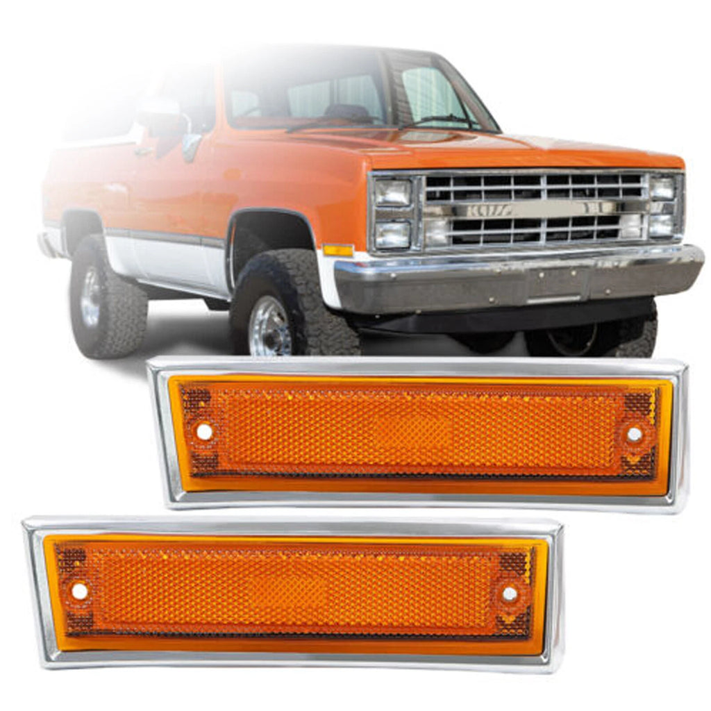 Pair of Front Side Marker Lights for GMC Chevy Pickup Truck (1981–1991) Amber Lens
