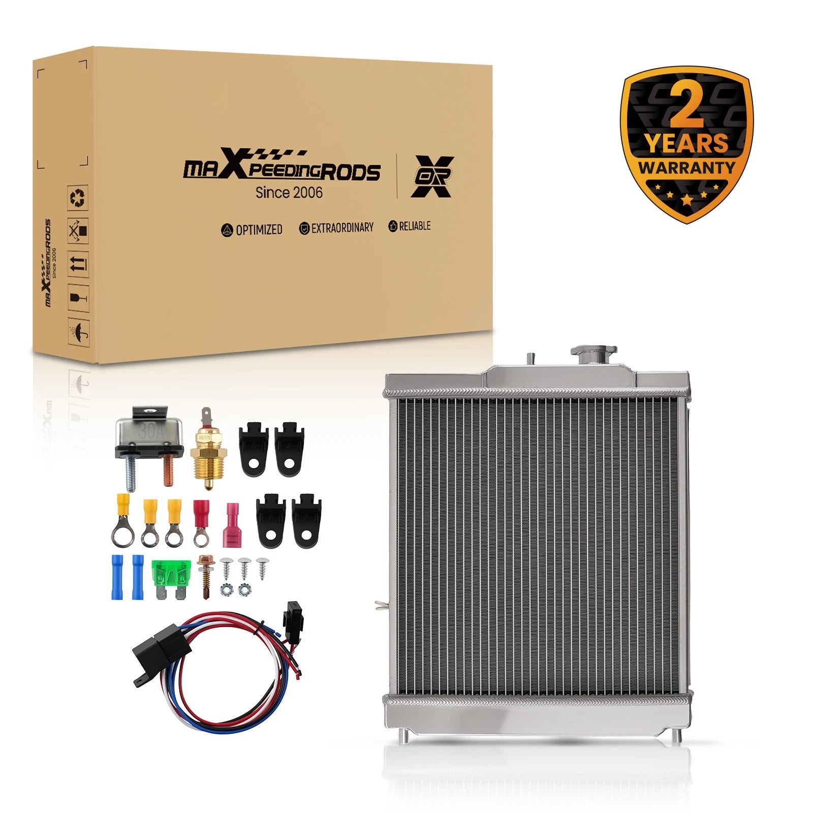 2 Row Aluminum Radiator Shroud Fan for Honda Civic/Del Sol/Integra (1992–2001)